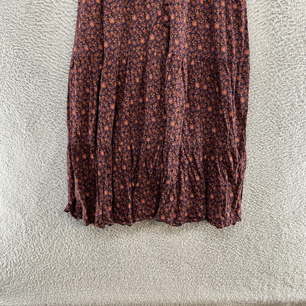 Madewell Midi Dress Womens 6 Rust Floral Square Neck Puff Sleeve Tiered Babydoll - Picture 10 of 13